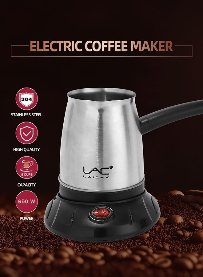 LAC LAICHY LAC Electric Coffee Kettle，500ML，650W，360° Rotatable Base Coffee Maker,Stainless Steel Material ，Suitable for Home - Image 4